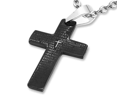 Amanto Ketting Alseny Black - 316L Staal - Kruis - 51x35mm - 60cm