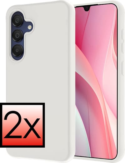 Hoesje - 2 Stuks - Geschikt voor Samsung Galaxy A15 - Sterk & Shockproof - Case Siliconen - Back Cover - Telefoon Hoes - Wit
