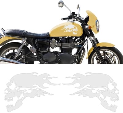 Dailygoods- Motorfietsstickers - Reflecterende Skulls/Flame Patroon - Set van 2 - 20 x 14 cm - Waterdicht/PVC - Geschikt voor Motor/E-motor - Tuningstickers