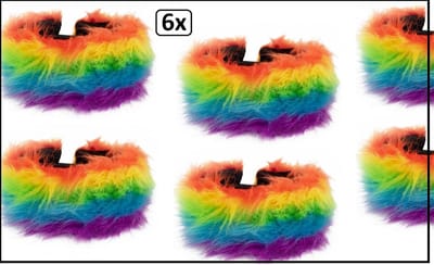 6x Hoofdband pluche regenboog