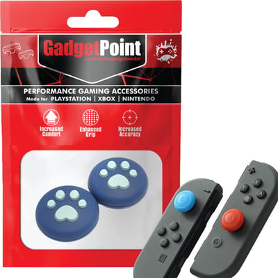 Gadgetpoint - Thumb Grips voor Nintendo Switch Joy-Con Controllers - Gaming Thumbgrips - Performance Anti-Slip Thumbsticks - Bescherming Accessoires - Pootjes - Donkerblauw met Lichtblauw