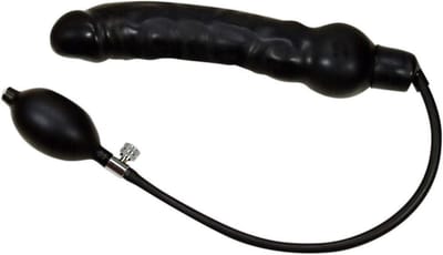 You2Toys – Latex Opblaasbare Dildo van Natuurlijk Materiaal met Schuimkern voor Eenvoudig Gebruik – 25 cm – Zwart
