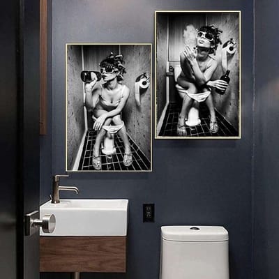 Moderne Zwart-Wit Badkamer Schilderijen - 60x90 cm - Set van 2