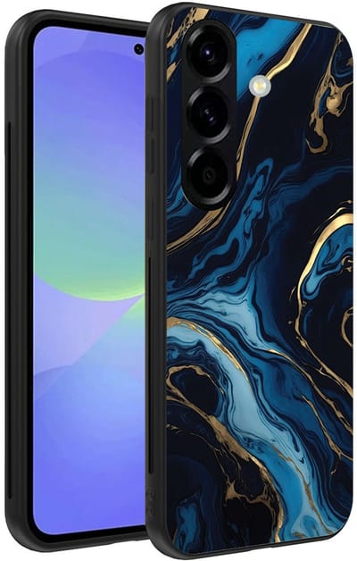 Smartphonica Telefoonhoesje Geschikt voor Samsung Galaxy A36 met marmer opdruk - TPU backcover case gold blue marble design - Goud Blauw geschikt voor Samsung Galaxy A36