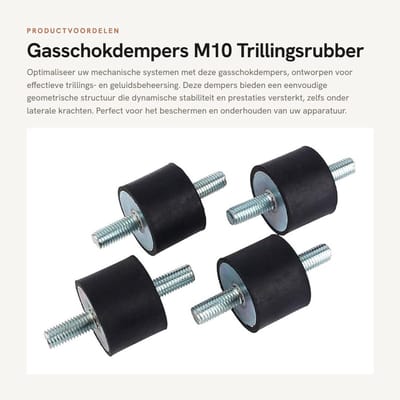 Dailygoods- Gasschokdemper 40 mm - Schokdemper met Trillingsrubber - Geluidsbeheersing - Duurzaam - 100% Nieuw - Schroefdiameter 10 mm