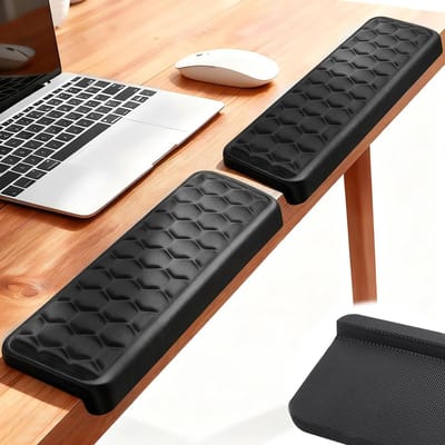 Ergonomische Polssteun voor Toetsenbord en Muis - 2 Stuks L-vormige Geheugenfoam Polssteunen voor Comfortabel Typen en Spelen - 30x10cm Desk Armsteun