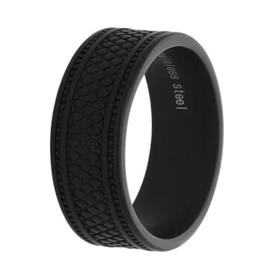 Lucardi Heren Ring reptiel zwart - Ring - Vaderdag Cadeautje - Staal