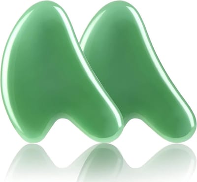 Jade Gua Sha Board Set van 2, Natuurlijke Massagetools voor Gezicht en Lichaam, Anti-Aging en Rimpelbestrijding met Groene Kwarts voor Effectieve Gezichtsmassage