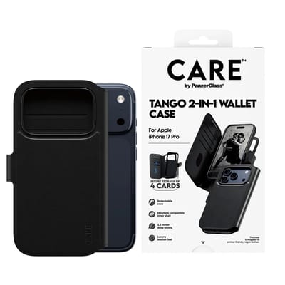 CARE by PanzerGlass Tango 2 in 1 Wallet Case geschikt voor MagSafe geschikt voor iPhone 17 Pro - Black
