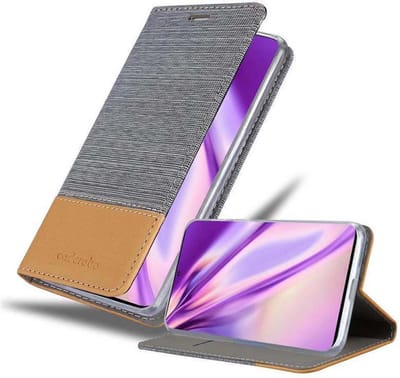 Cadorabo Hoesje geschikt voor Samsung Galaxy S20 PLUS in LICHTGRIJS BRUIN - Beschermhoes met magnetische sluiting, standfunctie en kaartvakje Book Case Cover Etui