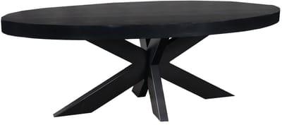 Salontafel ovaal mangohout 130cm Jimmy zwart duurzaam hout mango ovale bijzettafel