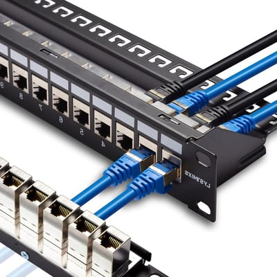 24-poorts RJ45 Patchpaneel Cat7 STP doorvoer voor netwerken - Ethernet keystone patchpaneel 19 inch