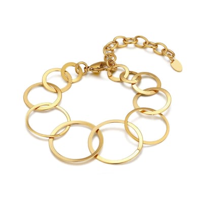 Twice As Nice Armband in edelstaal, ronde schakels Goudkleurig 16cm+3cm