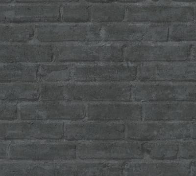 Steen tegel behang Profhome 377475-GU vliesbehang glad met natuur patroon mat grijs zwart antraciet 5,33 m2