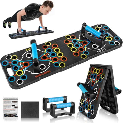 Push Up Board - Opvouwbaar Fitnessbord - Spier Training - 56 Posities - 397 x 24 x 52 cm - Zwart