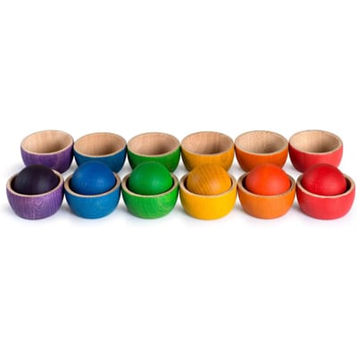 Grapat 12 regenboog bakjes met ballen 18 mnd+