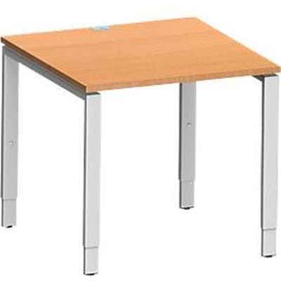 Schäfer Shop Genius bureau Modena Flex, vierkant, rechthoekige buis met 4 poten, B 800 x D 800 x H 650-850 mm, beuken/wit aluminium