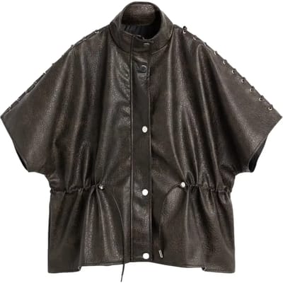 Poncho in kunstleer dames Desigual Zara