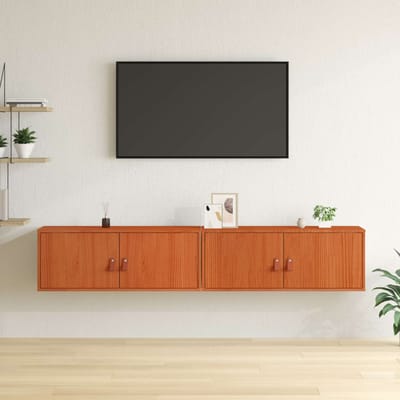 vidaXL - Wandkast - 2 - st - Wasbruin - 80 - x - 30 - x - 30 - cm - Massief - grenenhout