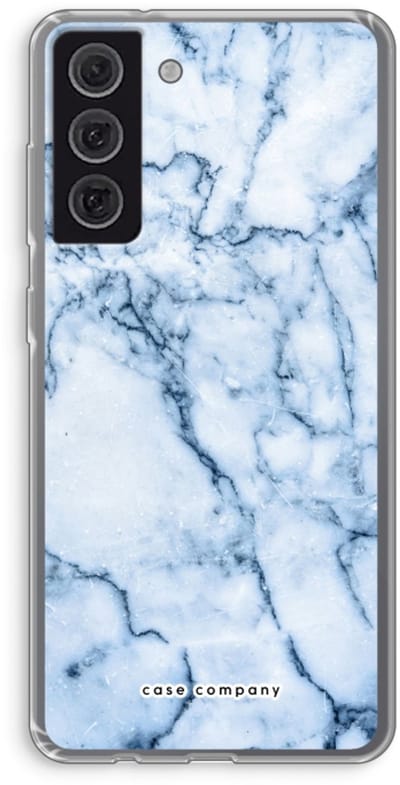 Case Company® - Hoesje geschikt voor Samsung Galaxy S21 FE hoesje - Blauw marmer - Soft Cover Telefoonhoesje - Bescherming aan alle Kanten en Schermrand