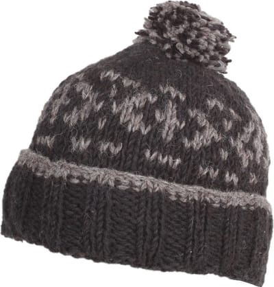 Fort William - Muts - Beanie - Pompon - ingebreide patronen - 100% wol - Charcoal - Fair trade