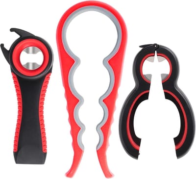 SnelShoppen - 3 Pcs Multifunctionele Flessenopener Set met Antislip Handvat - 6-in-1, 5-in-1 en 4-in-1 - Handige Blikopener voor Kinderen en Senioren