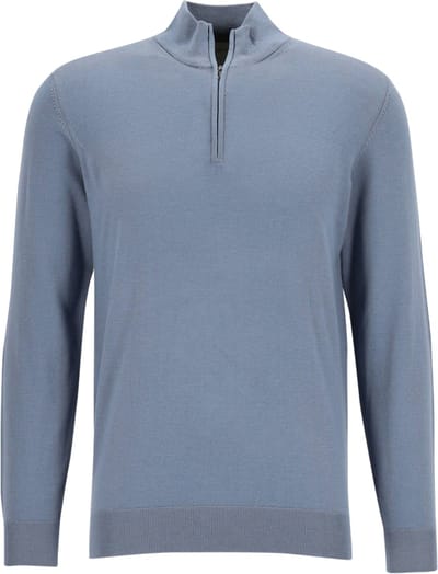 Profuomo Half Zip Pullover Merinowol Blauw - Maat XXL - Heren - Quarter zip