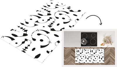 Keukenloper - Loper keuken - Line Art - Abstract - Zwart Wit - Patroon - 120x60 cm - Keukenloper vinyl