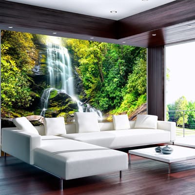 98cm X 70cm - Zelfklevend fotobehang - Wonder van de natuur , Bergwaterval, Premium Print