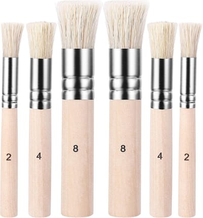 Kwasten, houten sjabloonkwast, natuurlijke haren, borstelset, verfkwasten, ronde borstels, schilderkwast voor doe-het-zelf kunst, handwerk, 3 maten