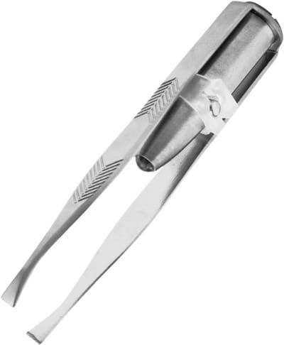 Verlichte Pincet - Precisie Tool - Gezichtsverzorging - Gehoekte Punt - 8.5 cm - Zilver