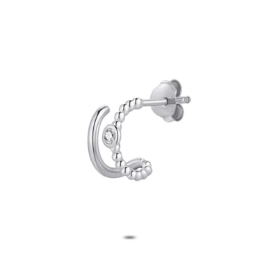 Twice As Nice Oorbel in zilver per stuk, halve oorring, steentje