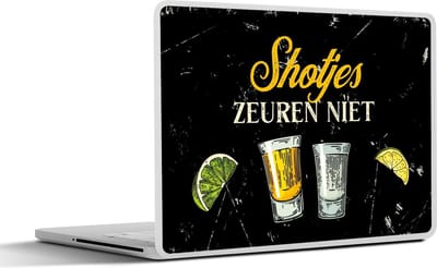 Laptop sticker - 13.3 inch - Shotjes - Glazen - Citrus - Quote - 31x22,5cm - Laptopstickers - Laptop skin - Cover - Cadeau voor vrouw - Cadeau voor man
