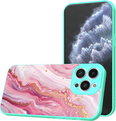 Smartphonica Telefoonhoesje Geschikt voor iPhone 11 Pro met Roze Marmer opdruk - TPU Back Cover Case Rosé Marble Design - Turquoise geschikt voor iPhone 11 Pro