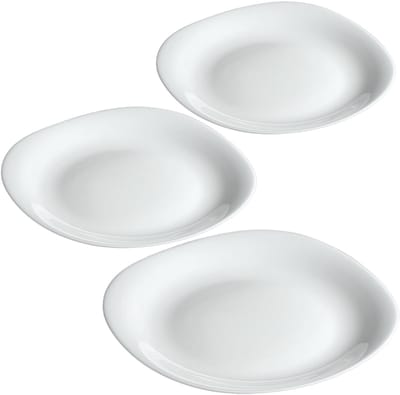 KADAX Witte platte borden, vaatwassergee-bordenset, eetborden van versterkt glas, modern servies voor huis en restaurant (wit/3 stuks)