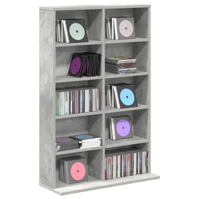 vidaXL - CD - Kast - Betongrijs - 65 - x - 23,5 - x - 97,5 - cm - Bewerkt - hout