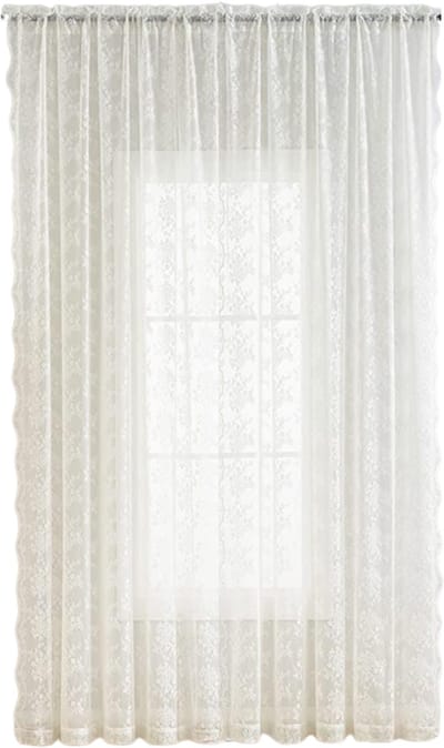 Witte Kantgordijnen 180x145 cm – Romantisch & Elegant – Voile, Lichtdoorlatend en Privacybeschermend – Voor Woonkamer, Slaapkamer en Moderne Interieurs