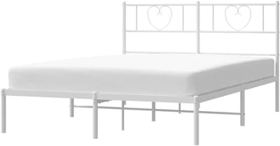 Bedframe Metaal - Bedframe Hoofdbord - Slaapkamer Inrichten - Robuuste Constructie - 150x200 cm - Wit