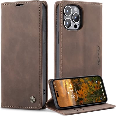 CaseMe Hoesje - Geschikt voor iPhone 14 Pro Hoesje - CaseMe 013 Book Case - Donkerbruin