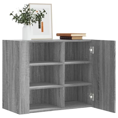 vidaXL - Wandkast - 75x35x60 - cm - bewerkt - hout - grijs - sonoma - eikenkleurig