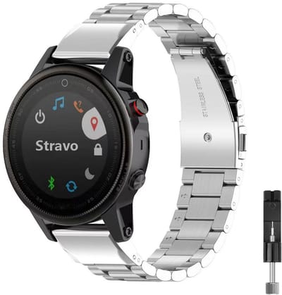 Stravo RVS Schakelband – Hoogwaardig metalen bandje – QuickFit 20mm Garmin Horlogeband – Geschikt voor Garmin Fenix 5S (Plus/Sapphire) / Fenix 6S (Pro/Sapphire) / Fenix 7S / Fenix 8 (43mm) / Epix Pro (Gen 2) 42mm – Zilver
