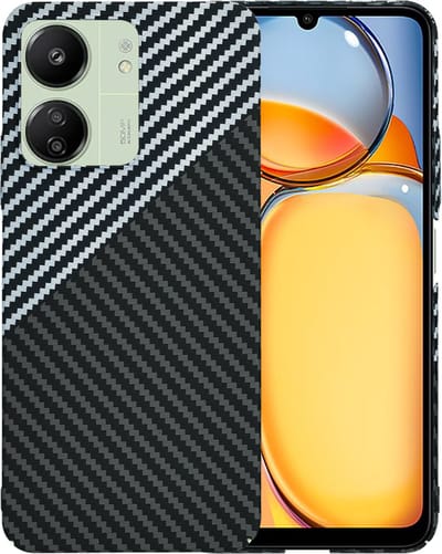 Hoesje geschikt voor Xiaomi Redmi 13C 4G/5G / Xiaomi Poco C65 - Techsuit Carbonite FiberShell Carbon Back Cover - Wit/Zwart