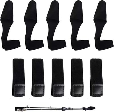 longziming - Hengelriemen - 10 Stuks - Hengelbanden - Elastische Hengel Beschermers Voor Vis Hengels - Rod Straps Voor Vastzetten En Transport Bescherming - Zwart
