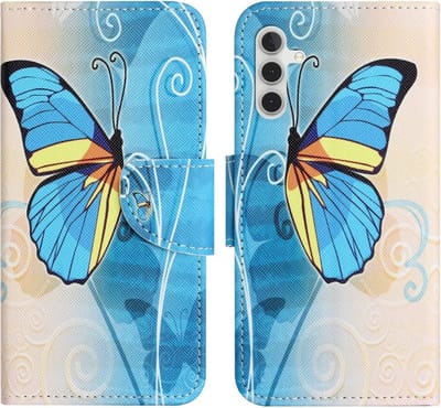 Coverup Hoesje - Geschikt voor Samsung Galaxy S24 FE Hoesje - Coverup Book Case - Blauwe Vlinder