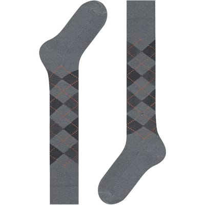 Burlington Preston lang gedessineerd materiaal kniekousen heren grijs - maat 40-46