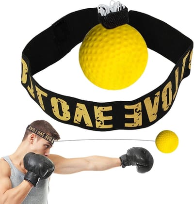 Boksreflexbal Hoofdband - Reactiebal Training - Verbeter Coördinatie - Compact Lichtgewicht - 10x10x10cm - Oranje