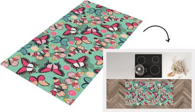 Keukenloper - Loper keuken - Vlinders - Patronen - Lente - 120x60 cm - Keukenloper vinyl