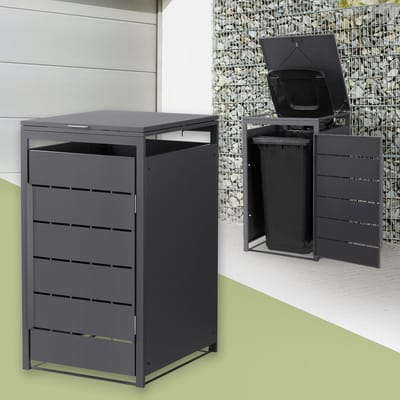 ML-Design Mülltonnenbox 1-delig 240L afvalcontainer 1 ton vuilnisbak containerbox staal weerbestendig antraciet met geïntegreerde klapdeksel afsluitbaar tuin opbergkast kast met deur tuinafval afdak geschikt voor buiten 68x80x120 cm