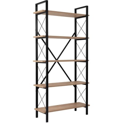 Asir - Boekenplank - Eikenhout, zwart - 100% met melamine gecoat spaanplaat - 191 x 43 x 17 cm