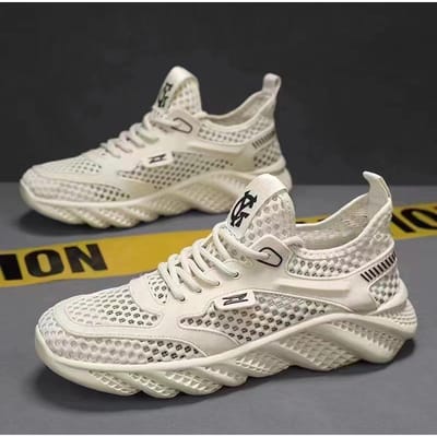 Schoenen met mesh-oppervlak Heren Nieuwe Zomer Holle Dunne Mesh Heren Ademende Schoenen Mesh Vrije tijd Sport Hardlopen Airconditioning Slippers 44 gray